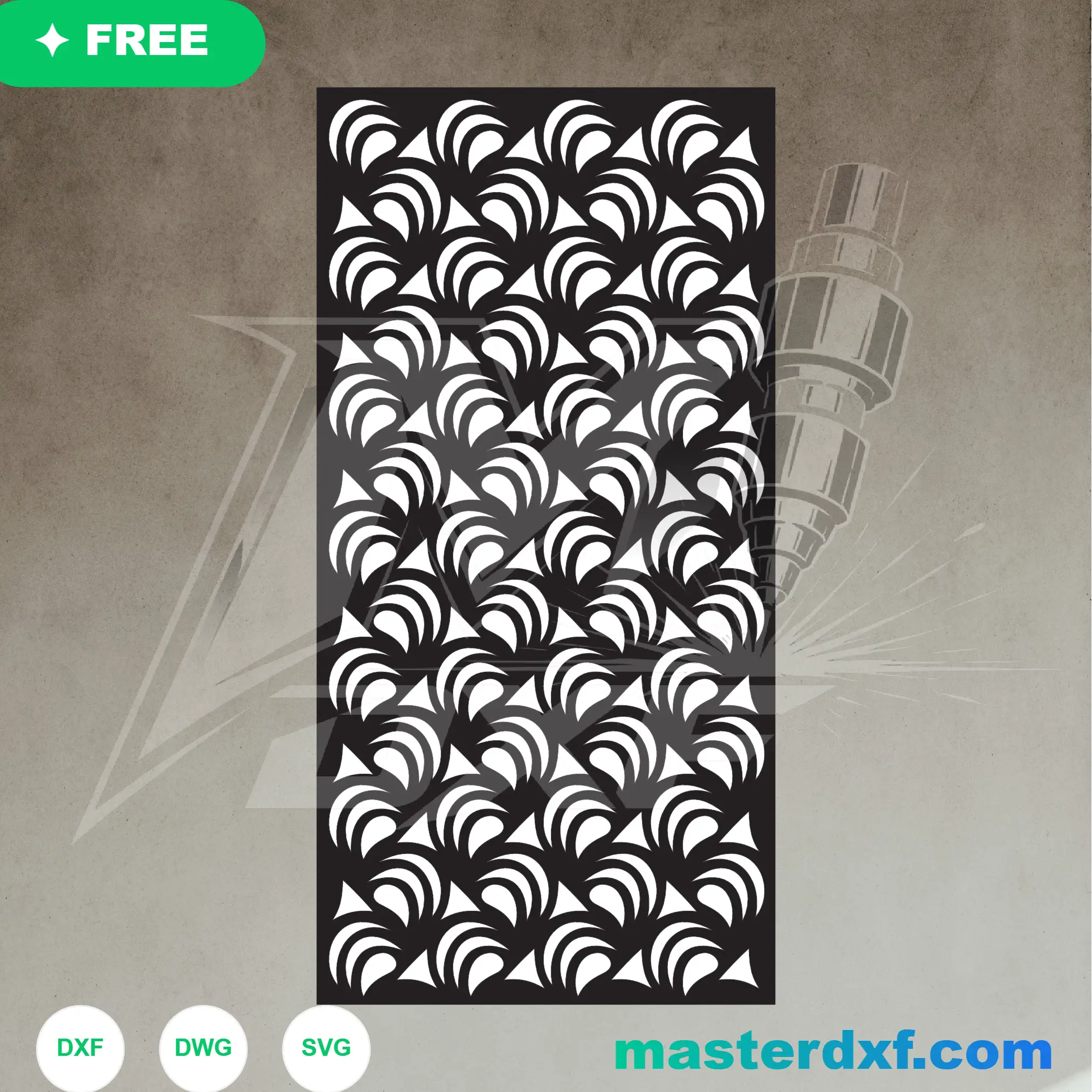 Art Deco Fluid Wave Screen Design for High-Privacy CNC Cutting DXF File